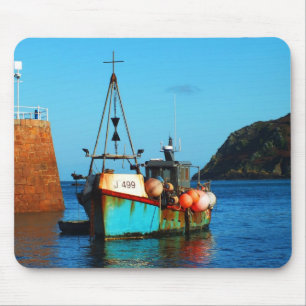 Fishing boat at Bonne Nuit, Jersey Mouse Mat
