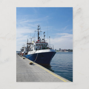Fishing boat at mooring postcard