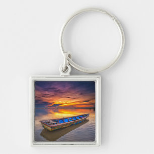 Fishing Boat At Sunrise Jubakar Beach Key Ring