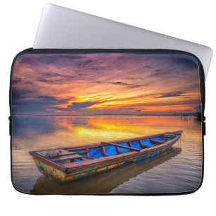 Fishing Boat At Sunrise   Jubakar Beach Laptop Sleeve