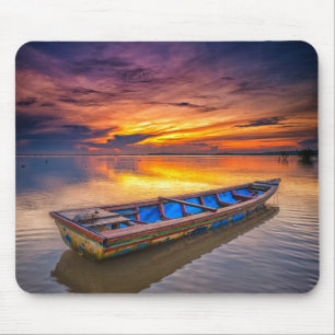 Fishing Boat At Sunrise   Jubakar Beach Mouse Mat