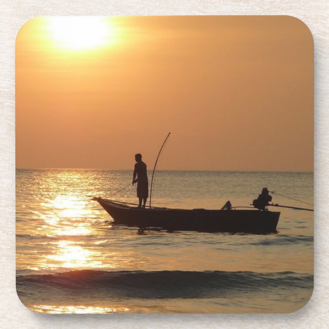 Fishing Boat at Sunset Coaster (Front)