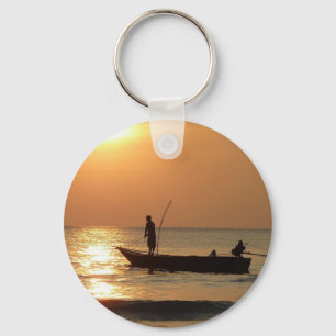Fishing Boat at Sunset Key Ring