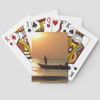 Fishing Boat at Sunset Playing Cards