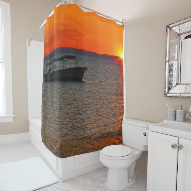 Fishing Boat at Sunset Shower Curtain (In Situ)