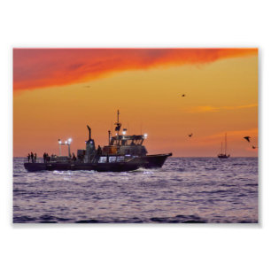 Fishing Boat at Sunset - Venice Beach, CA Photo Print