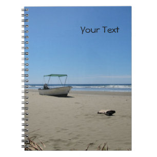 Fishing Boat at the Beach (customisable) Notebook