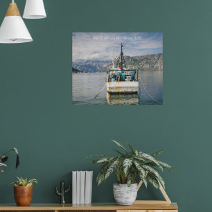 Fishing Boat at the Picturesque Bay Poster