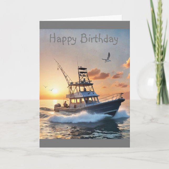 Fishing Boat Birthday Card (Front)