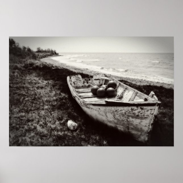 Fishing Boat black and white Poster (Front)