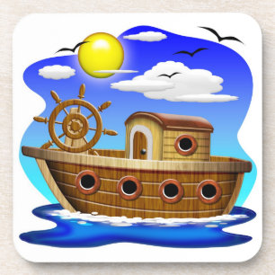Fishing Boat Cartoon Coaster