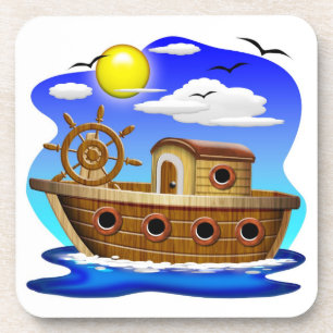Fishing Boat Cartoon  Coaster