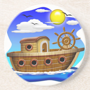 Fishing Boat Cartoon Coaster