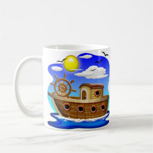 Fishing Boat Cartoon  Coffee Mug