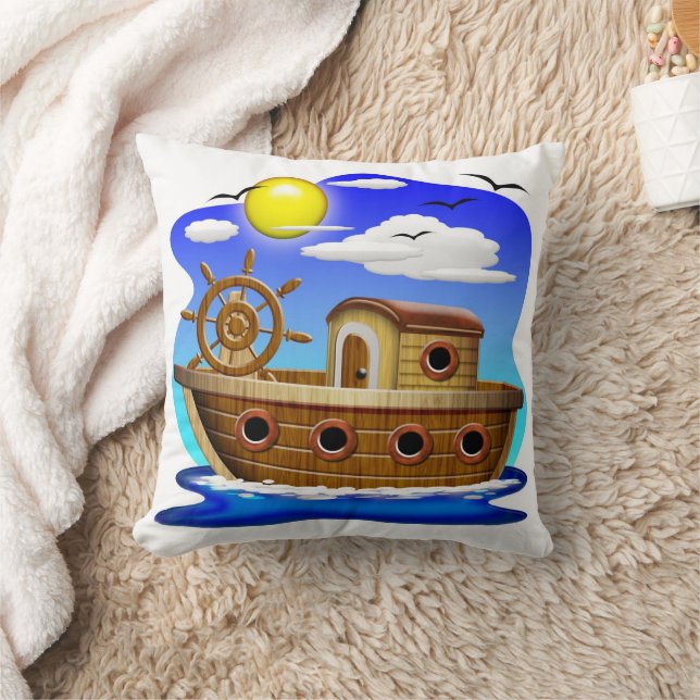 Fishing Boat Cartoon  Cushion (Blanket)