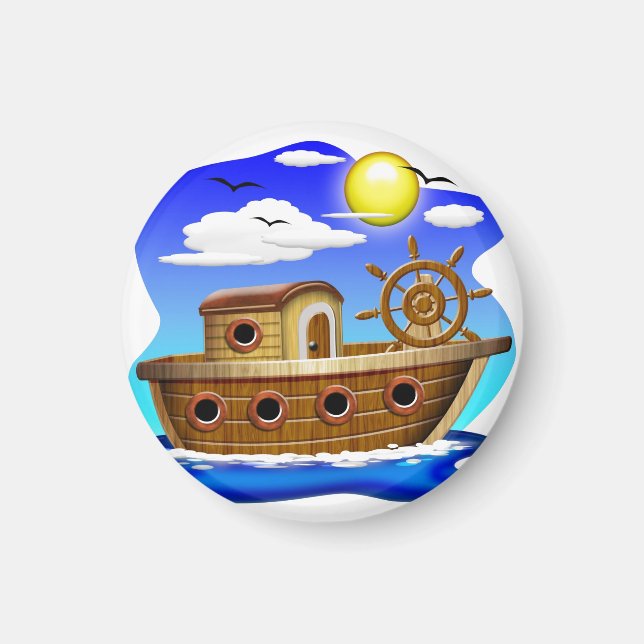 Fishing Boat Cartoon  Magnet (Front)