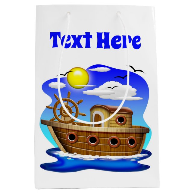Fishing Boat Cartoon  Medium Gift Bag (Front)
