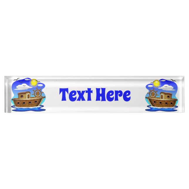 Fishing Boat Cartoon  Nameplate (Front)