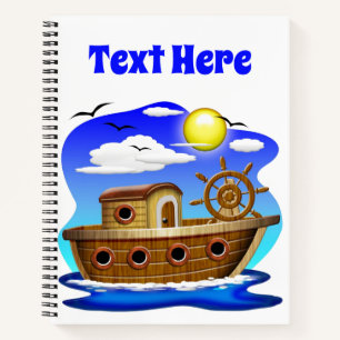 Fishing Boat Cartoon Notebook