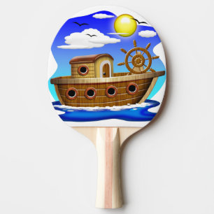 Fishing Boat Cartoon  Ping Pong Paddle