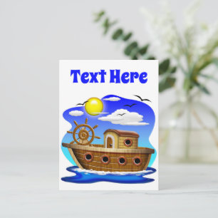 Fishing Boat Cartoon Postcard