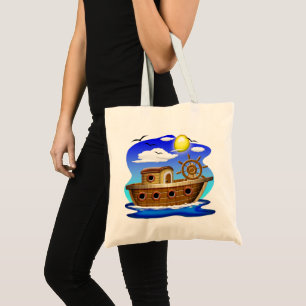 Fishing Boat Cartoon Tote Bag
