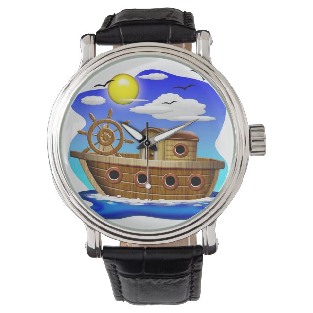 Fishing Boat Cartoon  Watch (Front)