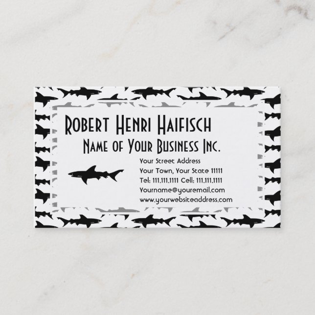 Fishing Boat Charter / Scuba Diver - Shark Pattern Business Card (Front)