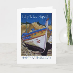 Fishing Boat Fathers Day Card: Welsh Greeting Card