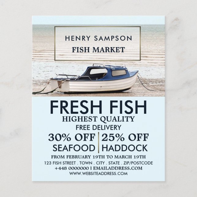 Fishing Boat, Fishmonger/Wife, Fish Market Advert Flyer (Front)