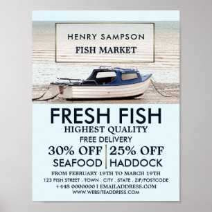 Fishing Boat, Fishmonger/Wife, Fish Market Advert Poster