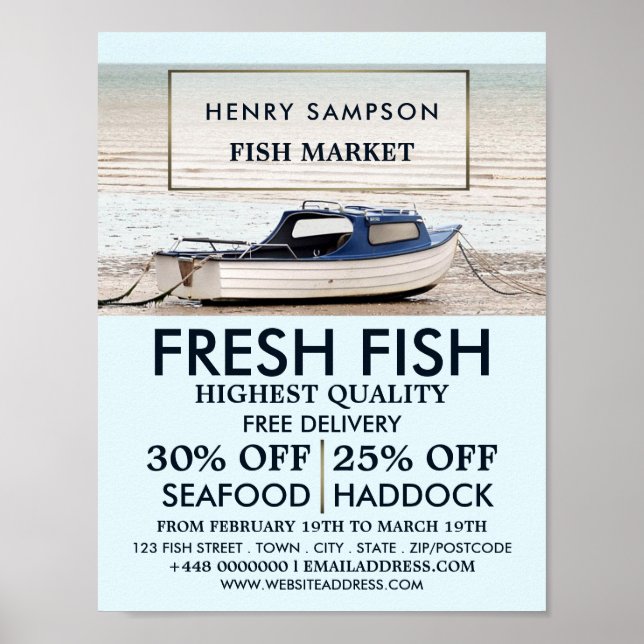 Fishing Boat, Fishmonger/Wife, Fish Market Advert Poster (Front)