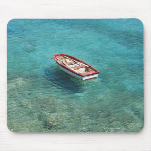 Fishing boat in clear, colourful water, Mani Mouse Mat