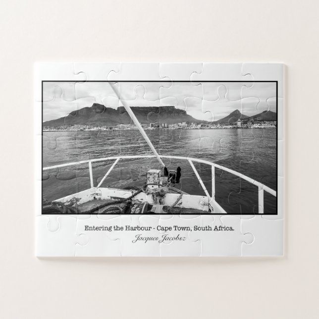 Fishing boat in front of Table Mountain Jigsaw Puzzle (Horizontal)