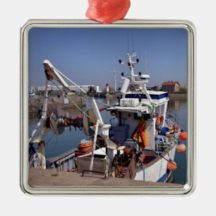 Fishing boat in the port of Honfleur in France Metal Tree Decoration