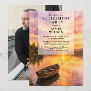 Fishing Boat Lake Retirement Party Photo Invitation