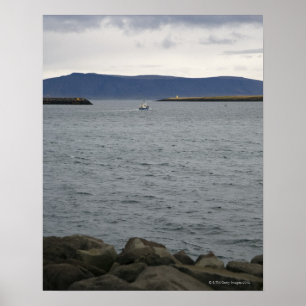 Fishing boat leaving harbor, Reykjavik, Iceland Poster