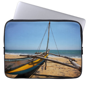 Fishing Boat Moored On Beach Laptop Sleeve