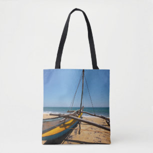 Fishing Boat Moored On Beach Tote Bag