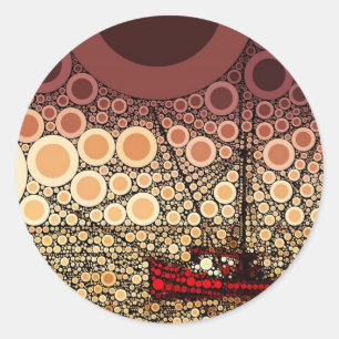 Fishing Boat Mosaic Classic Round Sticker