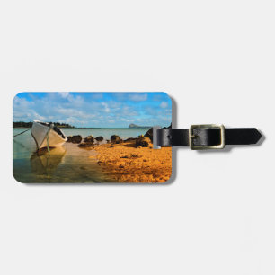 Fishing Boat On Mauritian Beach With Islet Luggage Tag