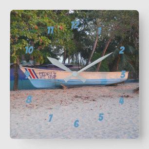 Fishing Boat on Tamarindo Beach, Costa Rica Square Wall Clock