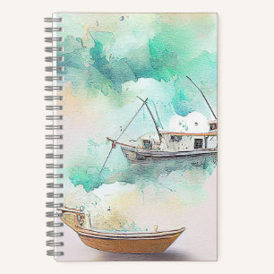 Fishing Boat Port Landscape Scenery Nature Notebook