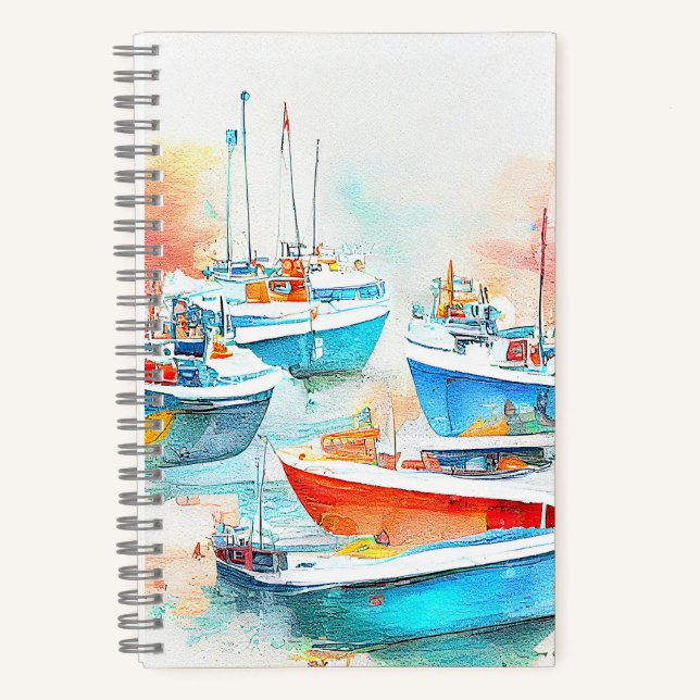 Fishing Boat Port Landscape Scenery Nature  Notebook (Front)