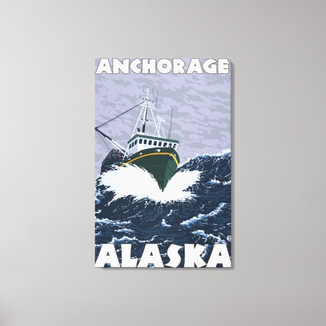 Fishing Boat Scene - Anchorage, Alaska Canvas Print (Front)