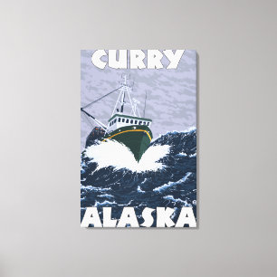 Fishing Boat Scene - Curry, Alaska Canvas Print