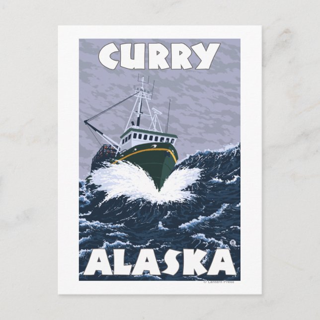 Fishing Boat Scene - Curry, Alaska Postcard (Front)