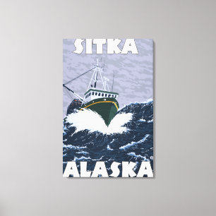 Fishing Boat Scene - Sitka, Alaska Canvas Print