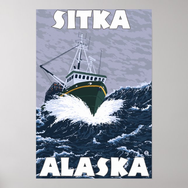 Fishing Boat Scene - Sitka, Alaska Poster (Front)