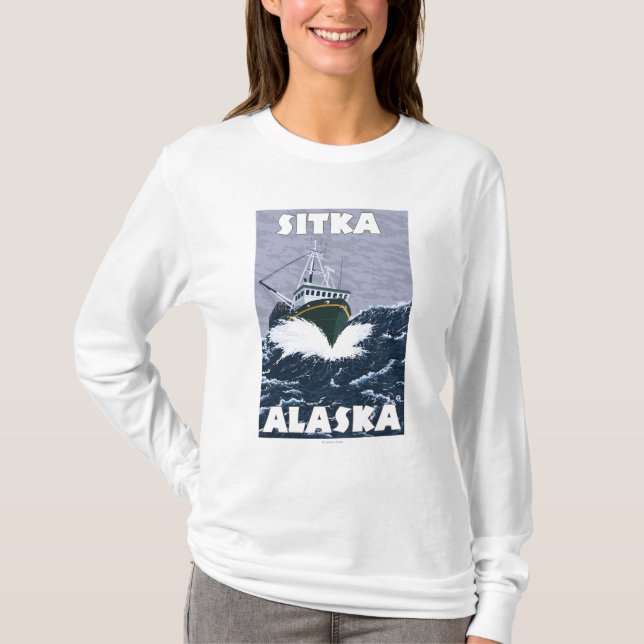 Fishing Boat Scene - Sitka, Alaska T-Shirt (Front)